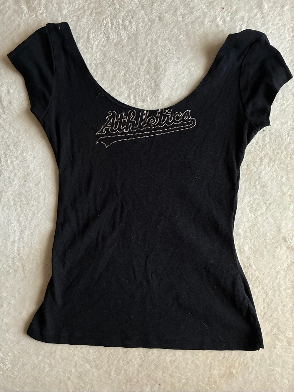Y2K Athlethica Embellished Black Women’s Scoop Neck Top